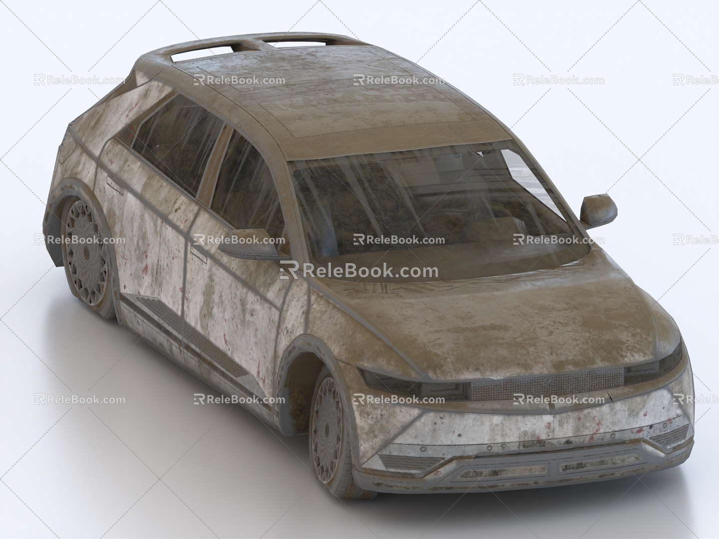 Scrapped car car wreck abandoned car 3d model