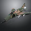 Realistic Camouflage Military Jet Model With Open Cockpit Weapons And Detailed Design