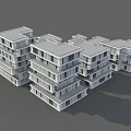 Modern Geometric Stacked White Multi Story Office Building Architectural Design 3d model