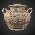Traditional Ceramic Vessel With Two Handles And Intricate Decorative Patterns