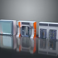 Modern Furniture Storage Cabinets With Glass Doors Orange Accents And Metal Frames