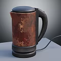 Brown Electric Kettle With Rustic Texture Black Lid Handle And Power Cord