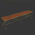 Modern Orange Bench With Metal Frame And Reflective Surface On Black Background