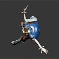 Female Martial Artist Character In Action Pose With Blue Outfit Brown Pants And White Boots