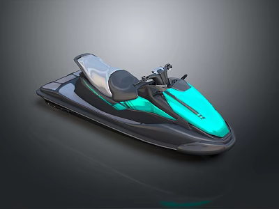 Modern Sleek Black Teal Jet Ski With Aerodynamic Design And Ergonomic Controls 3d model