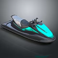 Modern Sleek Black Teal Jet Ski With Aerodynamic Design And Ergonomic Controls