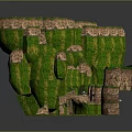 Decorative Green And Brown Striped Structure With Layered Platforms And Base Stones