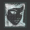 Black And White Style Anime Girl Portrait With Expressive Eyes And Flowing Hair