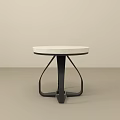 Modern White Marble Round Top Side Table With Black Metal Base Design 3d model