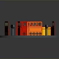 Colorful Cartoon Style Vehicle Shaped Structures On Circular Rotating Platform With Red Yellow Orange