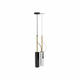 Modern Pendant Lights With Black White Gold Metal Cylindrical Base And Curved Lines