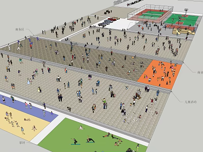 Modern multi-person classification crowd 3d model Modern multi-person classification crowd 3d model