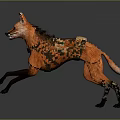 Orange Hyena Running With Mechanical Legs And Equipment Harness