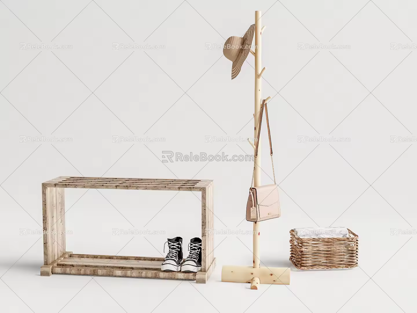 Nordic Style Hanger Log Shoe Cabinet Hanger 3d model