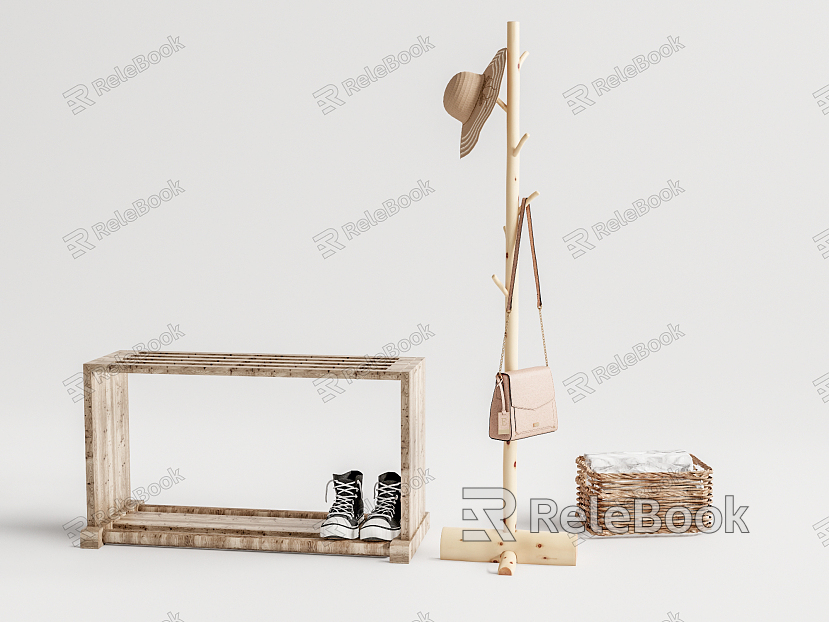 Nordic Style Hanger Log Shoe Cabinet Hanger model