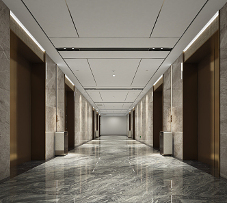 modern elevator hall 3d model