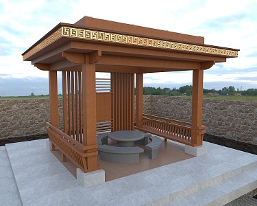 New Chinese pavilion 3d model