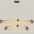 Elegant Modern Golden Metal Double Ring Chandelier With LED Lighting And Minimalist Design