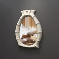 White Bamboo Shaped Frame Wall Mounted Mirror Reflecting Room Interior 3d model