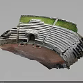 Ancient Roman Theater Model With Stone Seating Archway Entrance And Green Top
