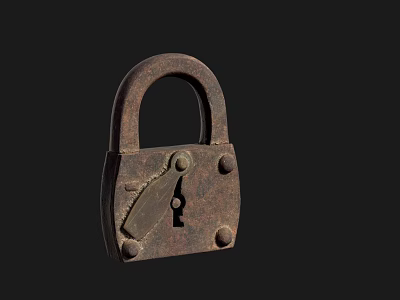 Antique Rusty Door Handle With Weathered Metal Finish On Black Background 3d model