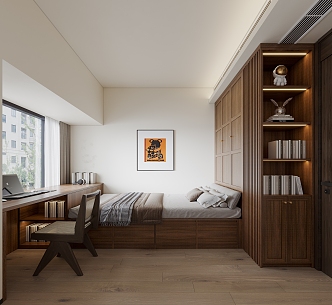 Wood grain tatami bedroom 3d model