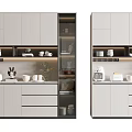 Modern Wine Cabinet Storage Design With Glass Doors LED Lighting And Decorative Items