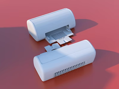 White Small Portable Household Paper Shredder With Open Lid Showing Paper Shreds 3d model