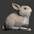 Cute Sitting Rabbit 3D Model Featuring Long Ears Light Brown And White Fur