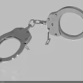 Silver Metal Handcuffs With Double Rings Connected By Chain And Polished Lock Mechanism