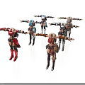Male Fantasy Game Characters In Different Armor With Arms Outstretched