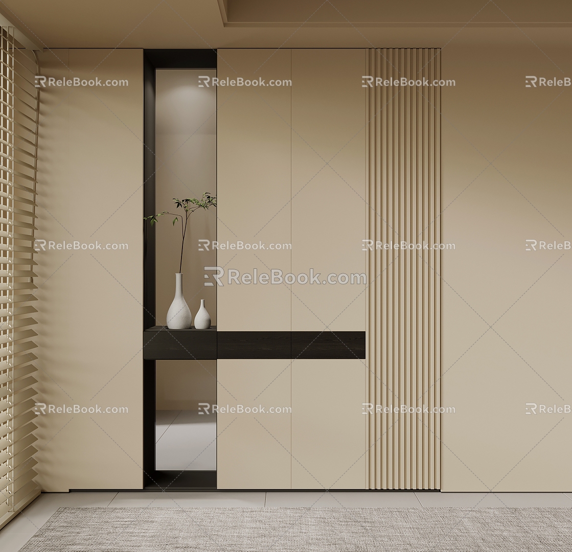 Quiet Wind Entrance Shoe Cabinet Entrance Wall 3d model