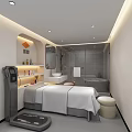 Modern Fitness Space With Workout Equipment Massage Bed And Spa Tub