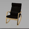 Stylish Black Cushioned Rocking Chair With Wooden Frame And Dark Gradient Background