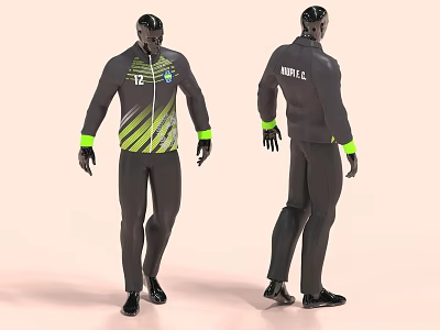Dark Sporty Clothing With Green Stripes Number 12 On Chest And Athletic Back Text 3d model