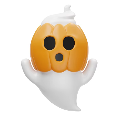 Halloween Cute Decorative Ornament Set With Orange Pumpkin And White Ghost Design 3d model
