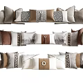 Modern Decorative Pillows In Neutral Tones With Geometric Patterns And Buttons 3d model