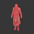 Man In Red And White Robe With Ornate Belt Standing In 3D Model Pose
