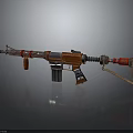 Advanced Futuristic Weapon Rifle With Orange Silver Mechanical Components And Design 3d model