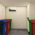 Eco Friendly Public Waste Sorting Kiosk With Color Coded Bins And Information Poster