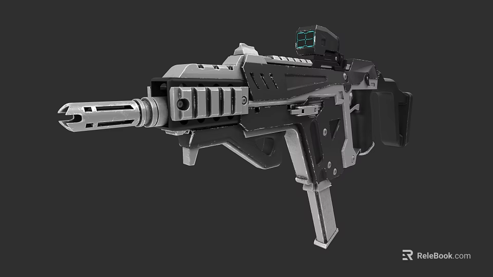 Futuristic Tactical Weapon Featuring Mechanical Design Advanced Sight And Sleek Finish 3d model