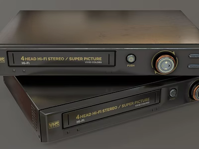 Black Stacked VHS Players With 4 Head Hi-Fi Stereo And Super 3d model
