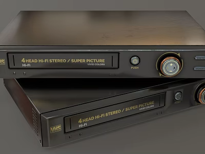 Black Stacked VHS Players With 4 Head Hi-Fi Stereo And Super 3d model Black Stacked VHS Players With 4 Head Hi-Fi Stereo And Super 3d model