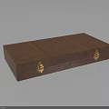Brown Wooden Box With Rectangular Design And Smooth Surface And Gold Metal Clasps 3d model