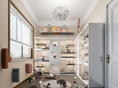 Pet Shop In Mall With Cats Display Shelves Pet Supplies And Decorative Elements 3d model