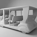 Toyota Autonomous Vehicle With Modern Black And White Exterior Transparent Windows And Interior Seats