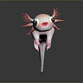 Cute Pink Axolotl Inspired Game Character With Big Eyes And Green Tail
