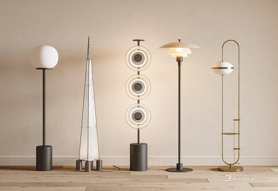 Modern Floor Lamps With Various Contemporary Designs And Unique Shapes For Home Spaces 3d model 