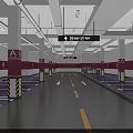 Modern Indoor Parking Garage With A Markers Pink Yellow Stripes And Floor Arrows