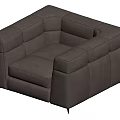 Modern Dark Gray Leather Single Sofa With Stitched Panel Design 3d model